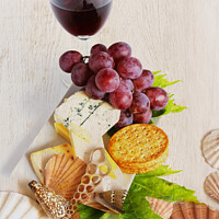 Buy canvas prints of Rustic Wine and Cheese Delight by Dudley Wood