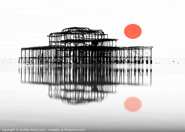 Fiery Sunset at Brighton West Pier Picture Board by Dudley Wood