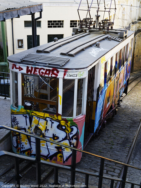 Graffiti on Lisbons Funicular Tram Picture Board by Dudley Wood