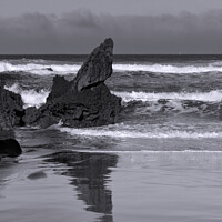 Buy canvas prints of Solitude in the Monochromatic Seascape by Dudley Wood