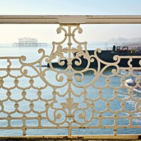 Buy canvas prints of Brighton through the Victorian fence at the Pier by Chris Chung