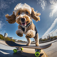 Buy canvas prints of Action Cockapoo Skateboarder Funny Dog by Artificial Adventures