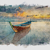 Buy canvas prints of Fishing Boat At Sunset by Artificial Adventures