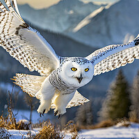 Buy canvas prints of Snowy Owl In Flight by Artificial Adventures