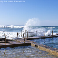 Buy canvas prints of Sydney ocean beach pool and surfer by martin berry