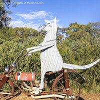 Buy canvas prints of Sculpture of Kangaroo riding a motorbike by martin berry