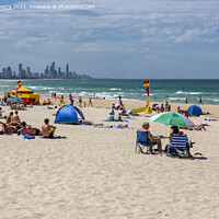 Buy canvas prints of Burleigh Heads beach and Surfers Paradise by martin berry