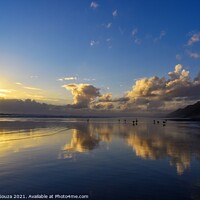 Buy canvas prints of Sunset reflections on Baylys Beach by Errol D'Souza