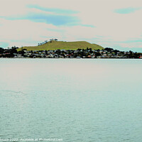 Buy canvas prints of Mangere Mountain across the Manukau Harbour by Errol D'Souza