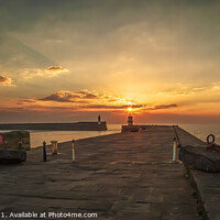 Buy canvas prints of Sunset on Whitehaven Harbour by Richard Stoker