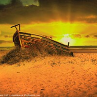 Buy canvas prints of The Abandoned boat at Marske by Mick Evans