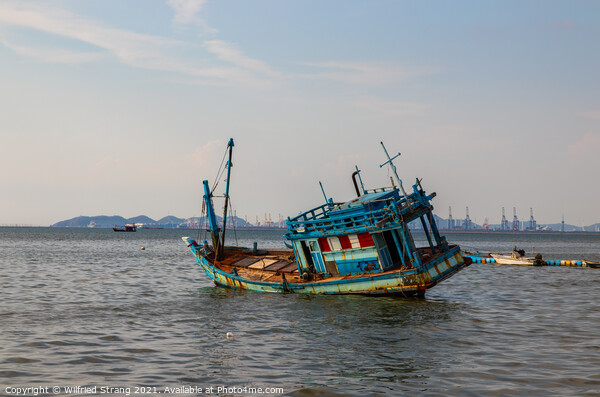 an old ship on the sea at the Gulf of Thailand	 Picture Board by Wilfried Strang