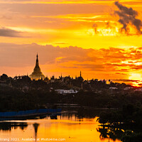 Buy canvas prints of Shwedagon Pagoda in Yangon Myanmar Asia during the sunrise	 by Wilfried Strang