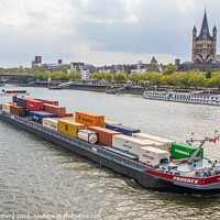 Buy canvas prints of A Container Ship at the Rhine River in Cologne Germany Europe by Wilfried Strang