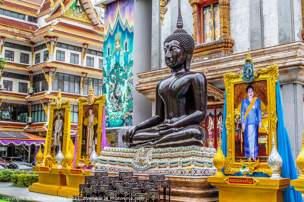 Black sitting Buddha Statue in Bangkok Thailand Picture Board by Wilfried Strang