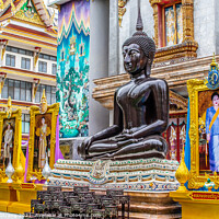 Buy canvas prints of Black sitting Buddha Statue in Bangkok Thailand by Wilfried Strang