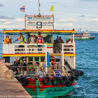 Buy canvas prints of a ferry boat at the Pier of the Thai Island Koh Larn Thailand Asia by Wilfried Strang