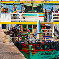 Buy canvas prints of a ferry boat at the Pier of the Thai Island Koh Larn Thailand Asia by Wilfried Strang