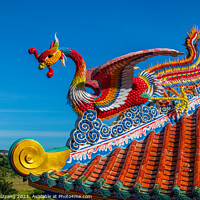 Buy canvas prints of Dragon Sculpture on a roof at a Chinese Temple in Thailand Asia by Wilfried Strang