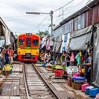 Buy canvas prints of The Maeklong Railway Market near Bangkok in Thailand Asia by Wilfried Strang