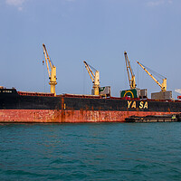 Buy canvas prints of Containership in the gulf of Thailand near Siracha district Chonburi Asia by Wilfried Strang