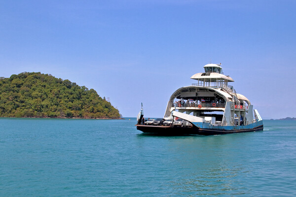 ferry boat or ship of the Thai Island Koh Chang Thailand Southeast Asia Picture Board by Wilfried Strang