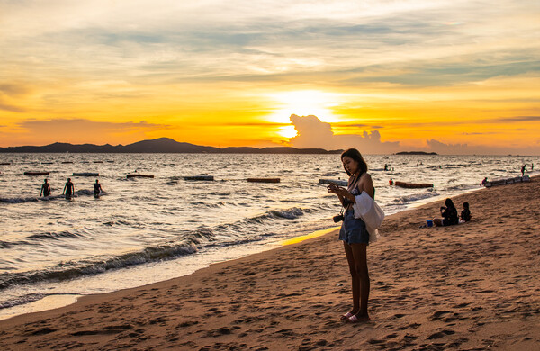Sunset at a Beach in Thailand Southeast Asia Picture Board by Wilfried Strang