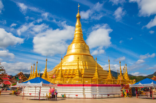 The Golden Pagoda in the Bordertown of Myanmar/Thailand Tachileik Burma Picture Board by Wilfried Strang