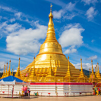 Buy canvas prints of The Golden Pagoda in the Bordertown of Myanmar/Thailand Tachileik Burma by Wilfried Strang