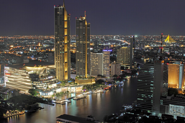 Bangkok Metropolis Thailand Asia, view to the cityscape in the Night Picture Board by Wilfried Strang