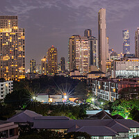 Buy canvas prints of Bangkok Metropolis Thailand Asia, view to the cityscape in the Night by Wilfried Strang
