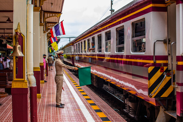 the area of a train platform in Ayutthaya Thailand Southeast Asia Picture Board by Wilfried Strang
