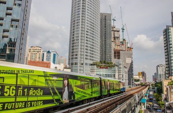 The Skytrain and Cityscape in Bangkok Thailand Southeast Asia Picture Board by Wilfried Strang