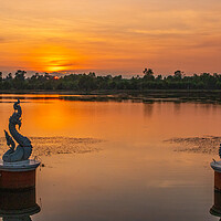 Buy canvas prints of A beautiful lake in Ban Lalom District Sisaket Thailand  by Wilfried Strang