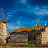 Buy canvas prints of Beautifull Windmill at Marsala, Sicily by Maggie Bajada