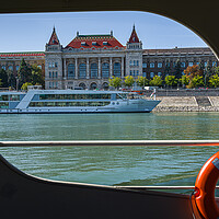 Buy canvas prints of Framed with a View of Danube River and Budapest, Hungary. by Maggie Bajada