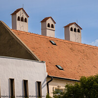 Buy canvas prints of Architecture of an Hungarian chimney with Red tiled roof.  by Maggie Bajada