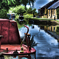 Buy canvas prints of Red canal Barge by Tim Shaw