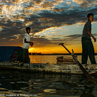 Buy canvas prints of Night fishing on the Mekong River, Cambodia by Ian Miller