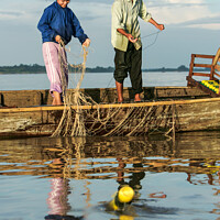 Buy canvas prints of Fishing the Tonle Sap, Cambodia by Ian Miller