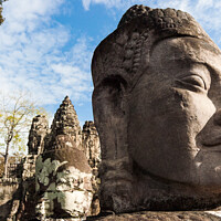 Buy canvas prints of Statue at Southgate Angkor Thom, Cambodia by Ian Miller