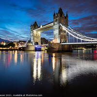Buy canvas prints of Tower Bridge Blue Hour by Brett Gasser