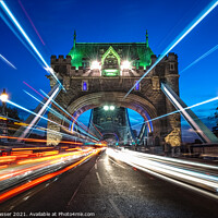Buy canvas prints of Tower Bridge Light Trails by Brett Gasser