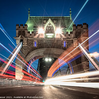 Buy canvas prints of Tower Bridge Light Trails by Brett Gasser