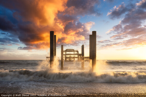 Brighton West Pier Sunset Picture Board by Brett Gasser