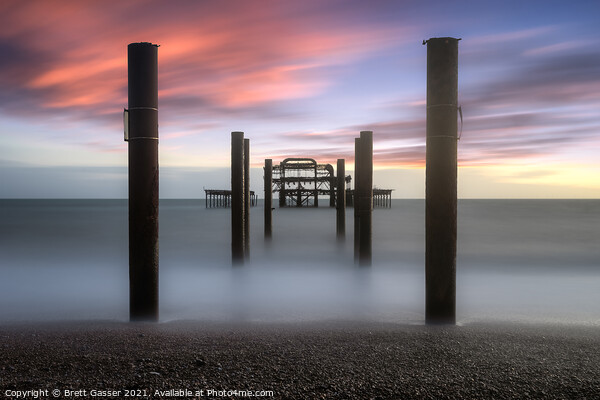 Brighton West Pier Sunset Picture Board by Brett Gasser