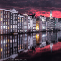 Buy canvas prints of Amsterdam Canal Sunset by Brett Gasser