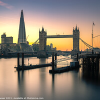 Buy canvas prints of Tower Bridge and Shard Sunset by Brett Gasser