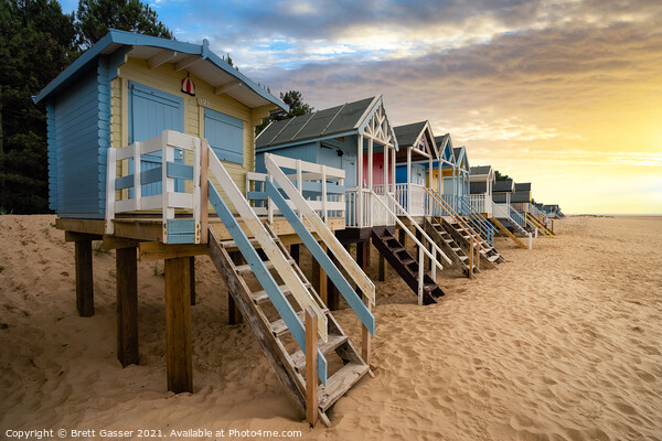 Wells Beach Huts Picture Board by Brett Gasser