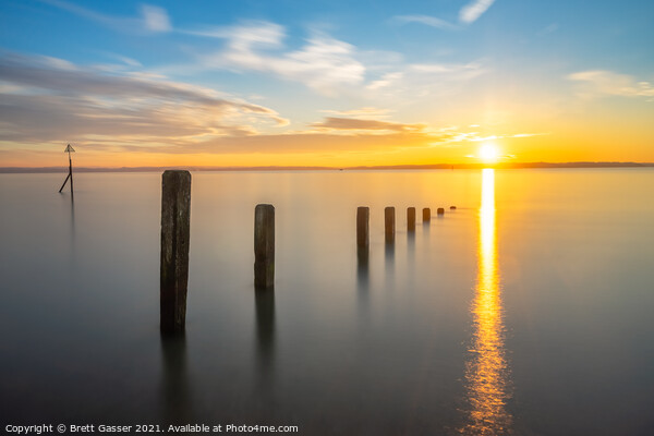Solent Sunset Picture Board by Brett Gasser